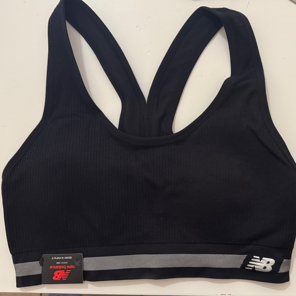 New Balance Black and Gray Sports Bra